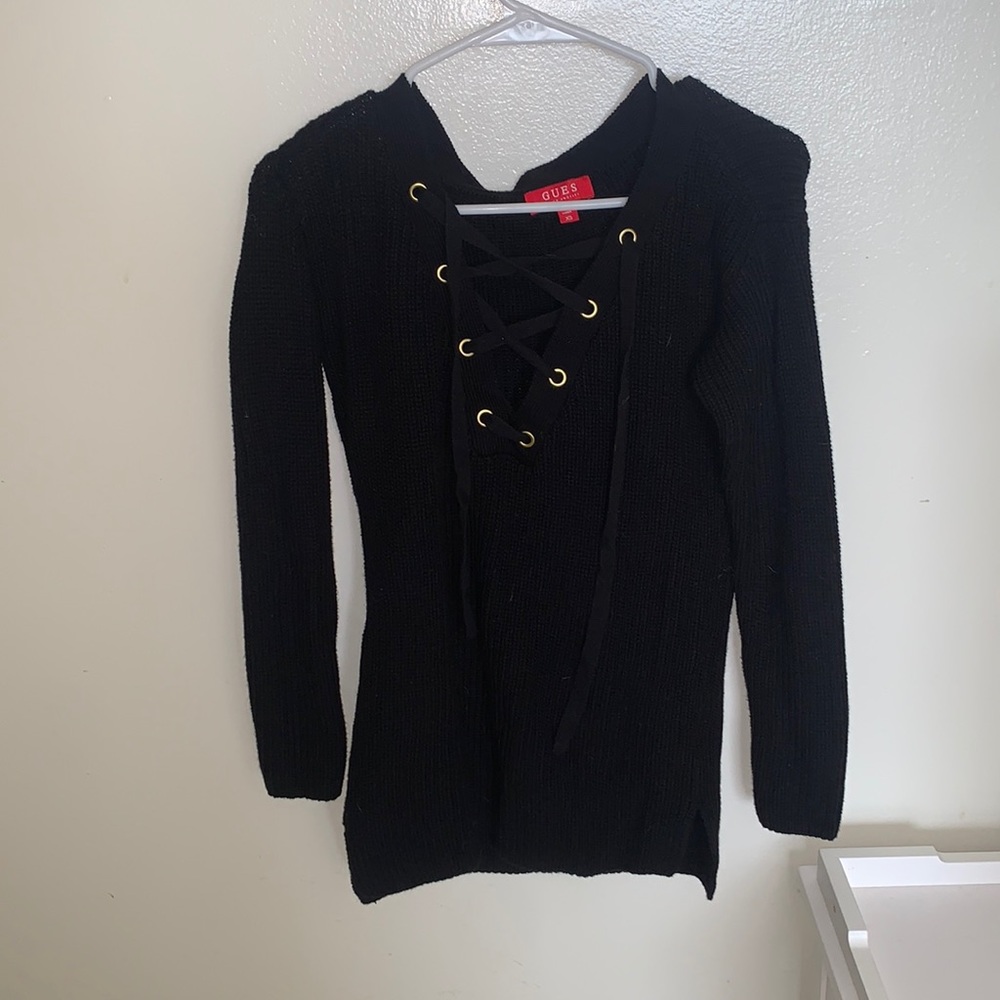 Black lace up sweater